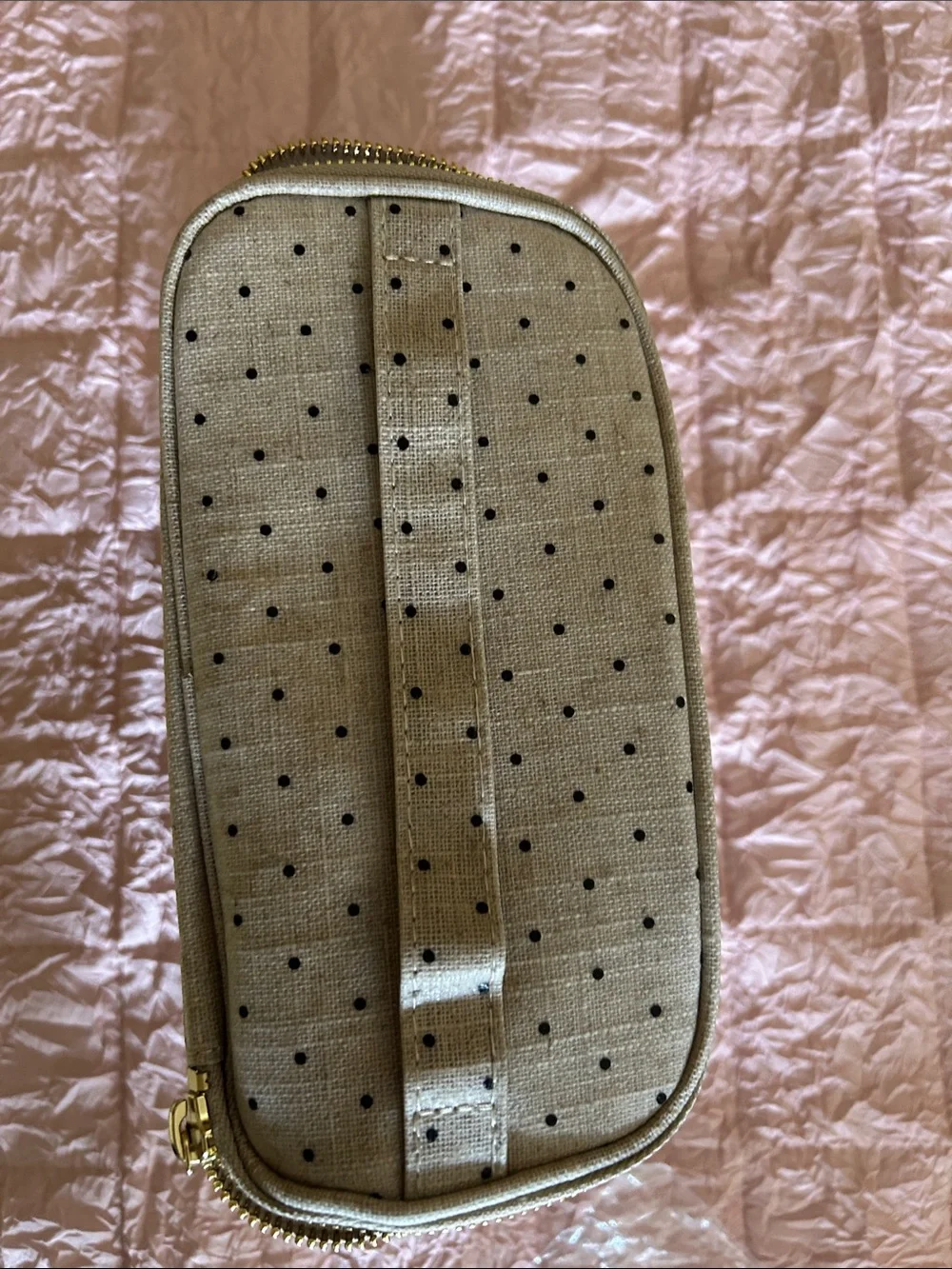 New Kate Spade Cream with Black Polka Dot Lunch Bag w/ Gold Zipper